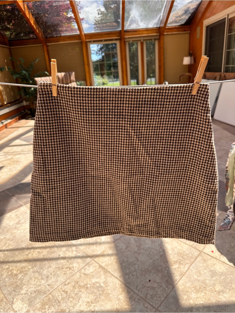 Classic Houndstooth Mini Skirt - Brown & Cream